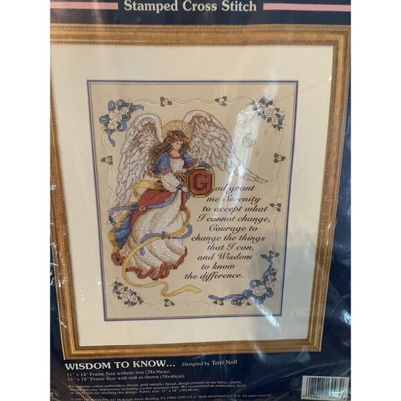 Sunset 13093 "Wisdom to Know" Stamped Cross Stitch Kit Serenity Prayer 1997 - Picture 3 of 6